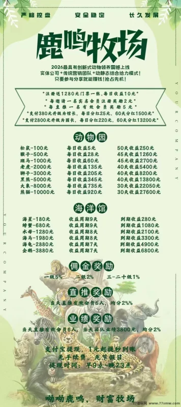 最新鹿鸣牧场2026玩法：零门槛领养动物躺赚，每天稳定收收溢！-创客网